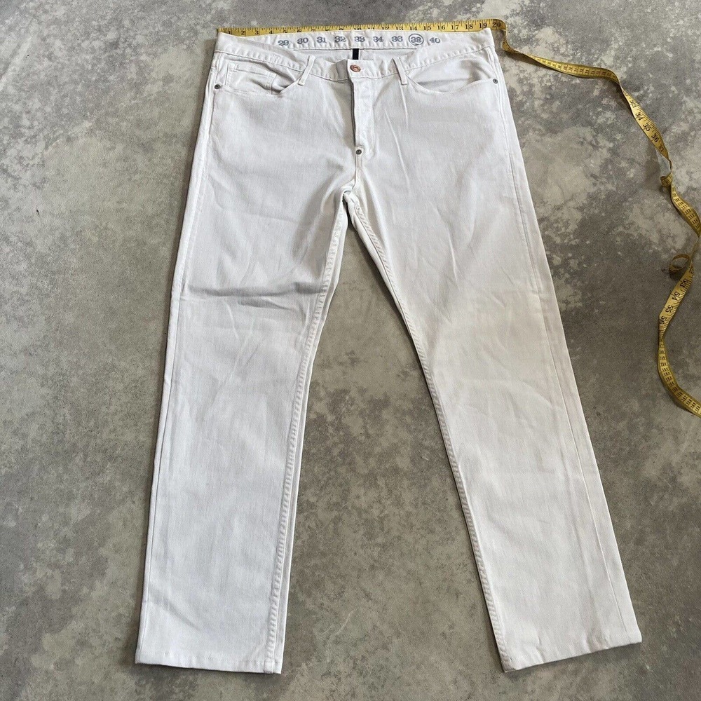 Earnest Sewn Jeans Mens Size 33 Beige‎ Washed Bone Button Fly Hand Finished